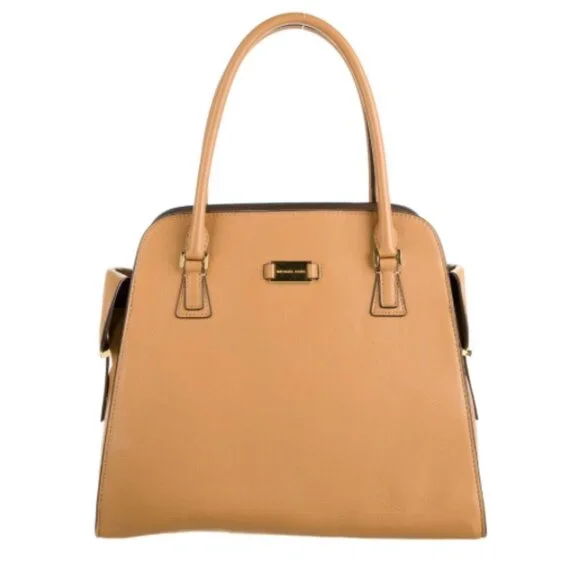 MICHAEL KORS Large Gia Satchel Tote Tan - Picture 1 of 14